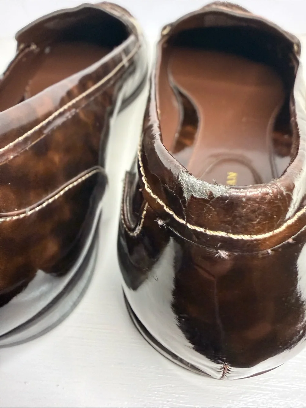 Van Buchman Tortoiseshell Patent Leather Penny Loafers Brown Size 9 M